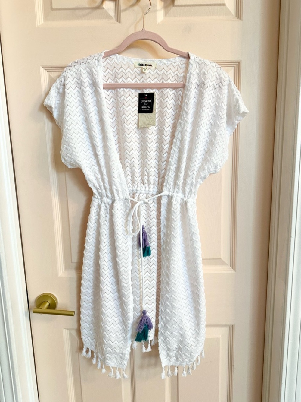 NWT white miken swim cover up